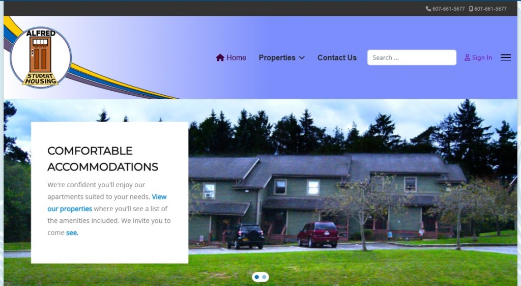Alfred Student Housing Homepage